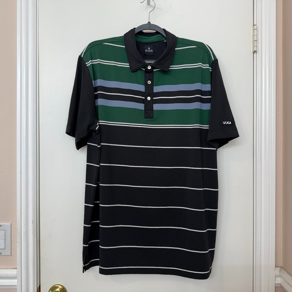 VUGA Men's Green Black Golf Polo Short Sleeve Shirt, Size XL
